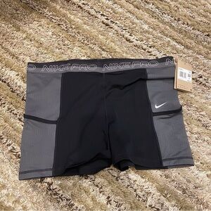 NWT Nike Pro XXL Bike Shorts High Rise 3” Length Black Gray Pockets